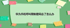 华为手机呼叫限制密码忘了怎么办
