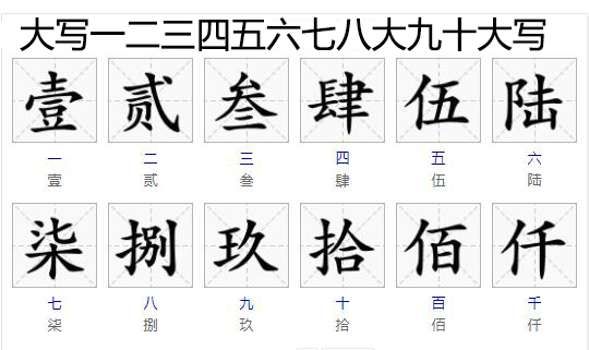 大写一二三四五六七八大九十大写