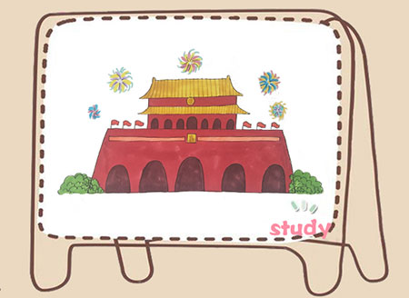 天安门简笔画教程