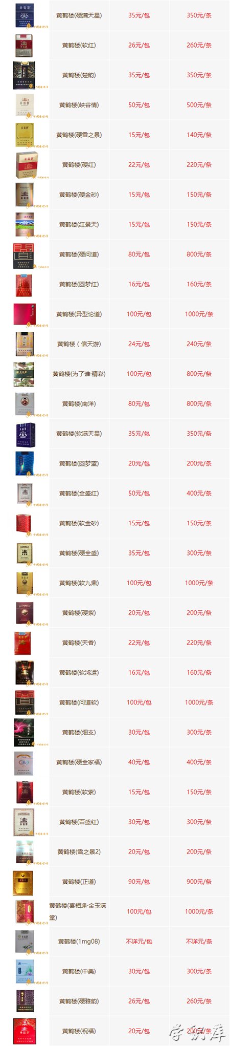黄鹤楼香烟价格表图2