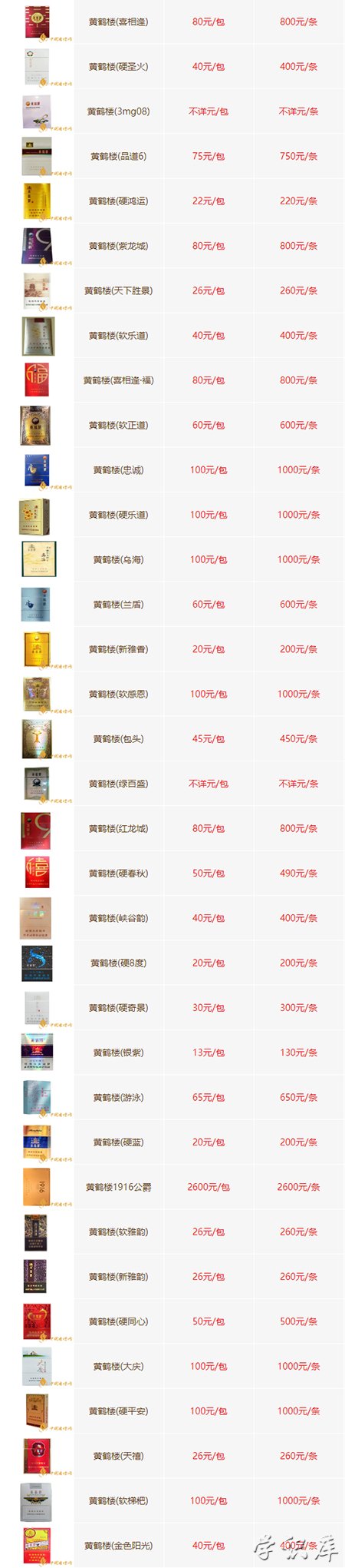 黄鹤楼香烟价格表图3